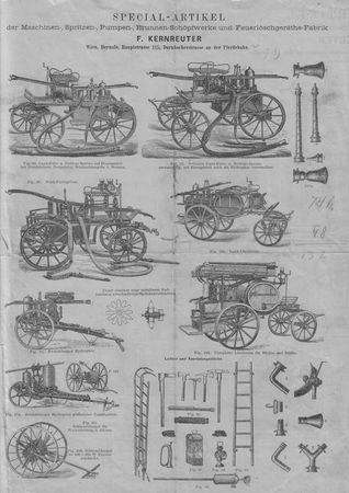 Prospekt der Fa. F. Kernreutheraus Wien über Feuerlöschgeräte aus dem Jahr 1880