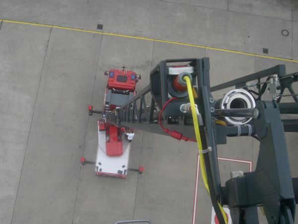 Draufsicht auf die Drehleiter der Feuerwehr Abtenau